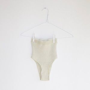 Giu Giu Nonna ‘Swim’ Panty in Ivory Gold Glitter / High Waist Bottom / Size L
